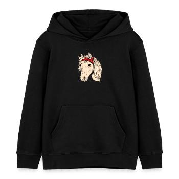Tête de cheval avec chiffon cavalier cavalier cadeau cheval - Sweat à capuche enfant bio Stanley/Stella - noir - Devant - AI Model Kid Male (0cm)