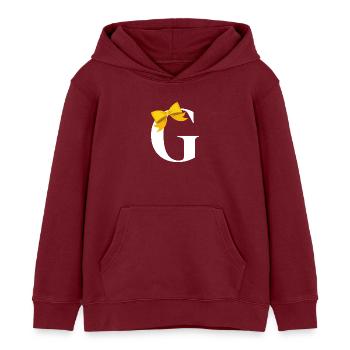 Buchstabe G gelbe Schleife - Kinder Organic Hoodie Mini Cruiser von Stanley/Stella - Burgunderrot - Vorne - AI Model Kid Female (0cm)