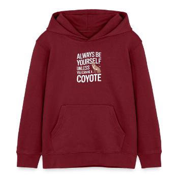 Coyote Animal Funny - Kids Organic Hoodie by Stanley/Stella - burgundy - Front - AI Model Kid Female (0cm)