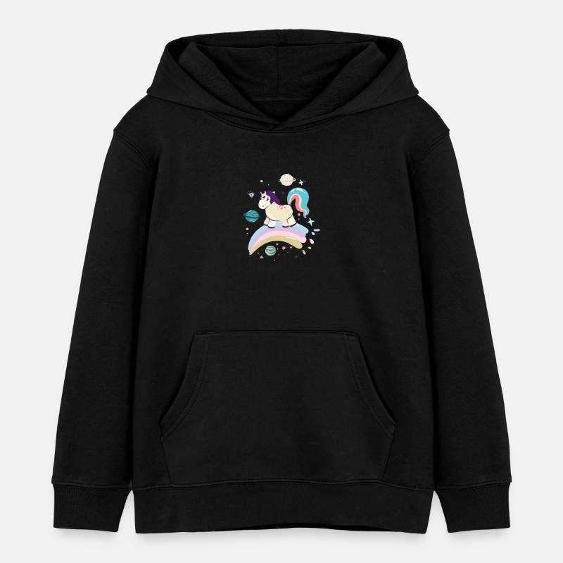 Himmlisches Einhorn auf Regenbogen - Kinder Organic Hoodie Mini Cruiser von Stanley/Stella - Schwarz