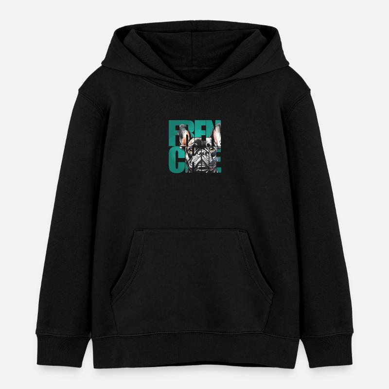 Portrait de bouledogue français - Sweat à capuche enfant bio Stanley/Stella - noir