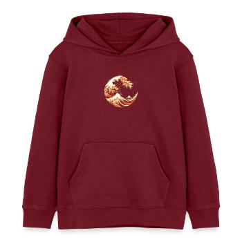 Stylized Hokusai Wave - Kids Organic Hoodie by Stanley/Stella - burgundy - Front - AI Model Kid Female (0cm)