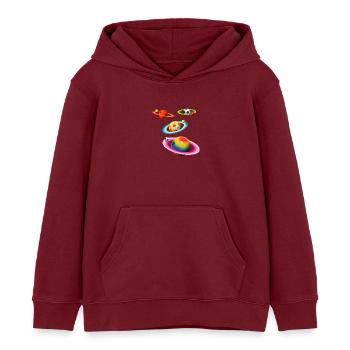 Boules Planètes - Sweat à capuche enfant bio Stanley/Stella - bordeaux - Devant - AI Model Kid Female (0cm)