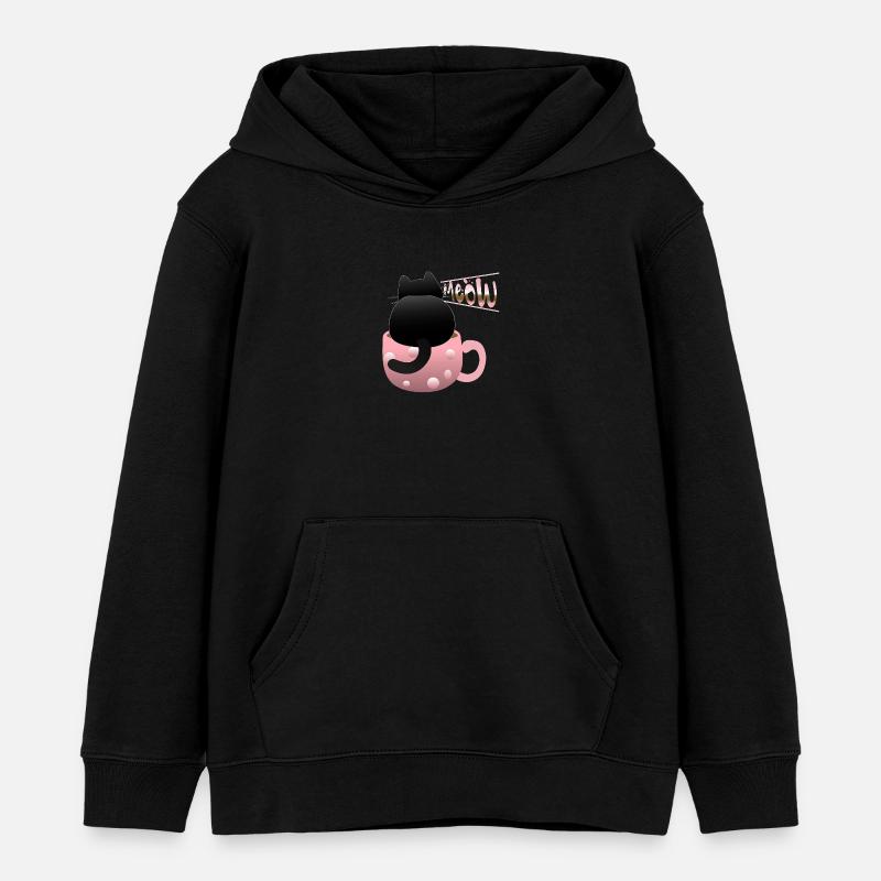 mignon chat noir miaulant - Sweat à capuche enfant bio Stanley/Stella - noir