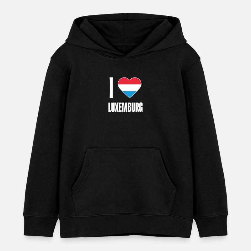 Drapeau du Coeur du Luxembourg - Sweat à capuche enfant bio Stanley/Stella - noir