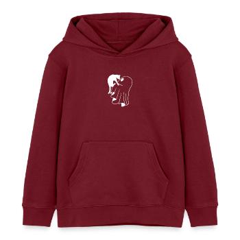 Ghost with Cat Sketch – Child-Friendly Halloween - Kids Organic Hoodie by Stanley/Stella - burgundy - Front - AI Model Kid Female (0cm)