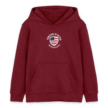 USA Mississippi Shield Design - Kids Organic Hoodie by Stanley/Stella - burgundy - Front - AI Model Kid Female (0cm)