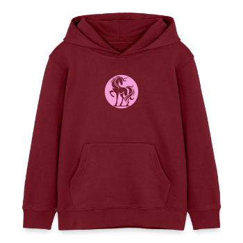 Cercle de la silhouette de la licorne rose - Sweat à capuche enfant bio Stanley/Stella - bordeaux - Devant - AI Model Kid Female (0cm)