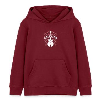 Rock'N'Roll Banner with Guitar - Kids Organic Hoodie by Stanley/Stella - burgundy - Front - AI Model Kid Female (0cm)