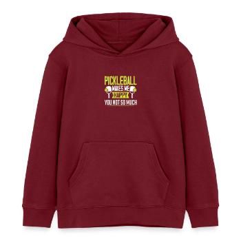 Pickleball macht mich glücklich - Kinder Organic Hoodie Mini Cruiser von Stanley/Stella - Burgunderrot - Vorne - AI Model Kid Female (0cm)