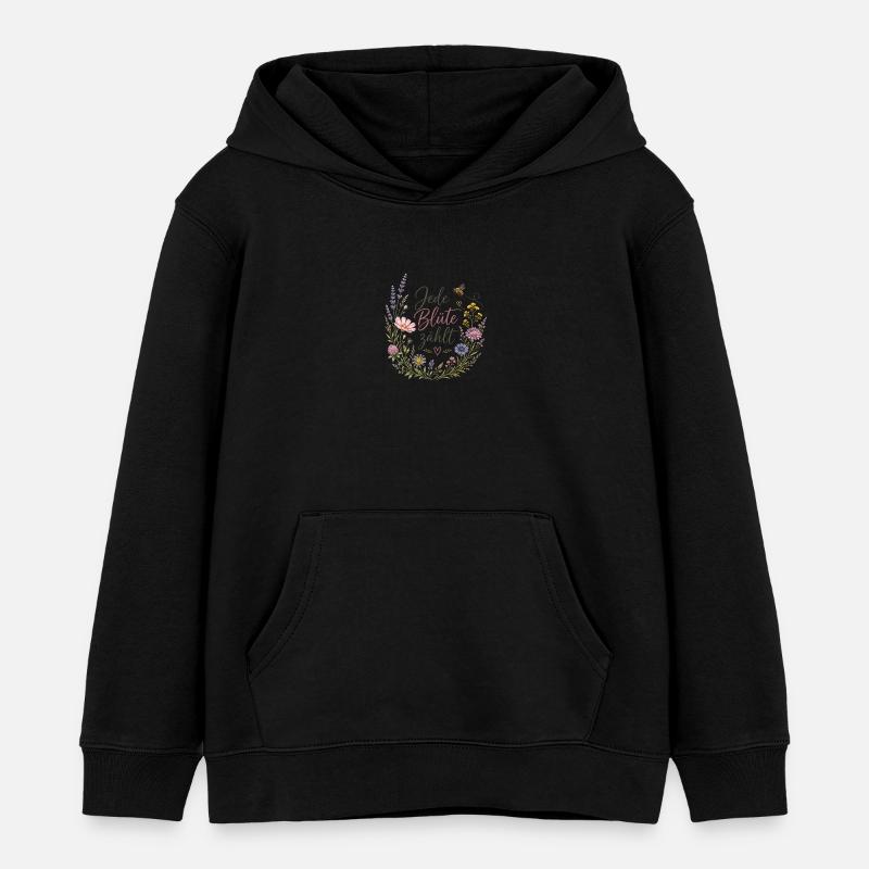 Chaque fleur compte - Sweat à capuche enfant bio Stanley/Stella - noir