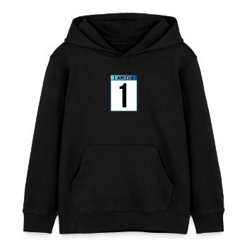 I am the 1 - Kids Organic Hoodie by Stanley/Stella - black - Front - AI Model Kid Male (0cm)