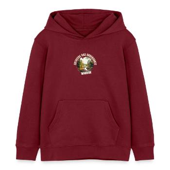 Entdecke das Unbekannte - Kinder Organic Hoodie Mini Cruiser von Stanley/Stella - Burgunderrot - Vorne - AI Model Kid Female (0cm)