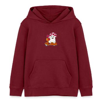 Pilz Motorroller - Kinder Organic Hoodie Mini Cruiser von Stanley/Stella - Burgunderrot - Vorne - AI Model Kid Female (0cm)