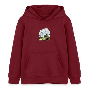 Brocken transmitter and second-hand shop - Kids Organic Hoodie by Stanley/Stella - burgundy - Front - AI Model Kid Female (0cm)