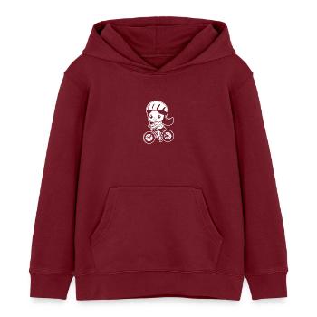 Radfahrerin Comic Stil - Kinder Organic Hoodie Mini Cruiser von Stanley/Stella - Burgunderrot - Vorne - AI Model Kid Female (0cm)