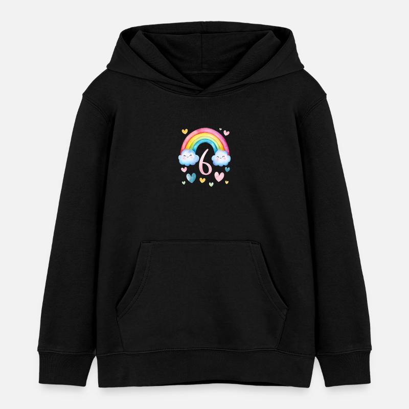 Geburtstag 6 Mädchen Regenbogen Sechs Party 6 - Kinder Organic Hoodie Mini Cruiser von Stanley/Stella - Schwarz