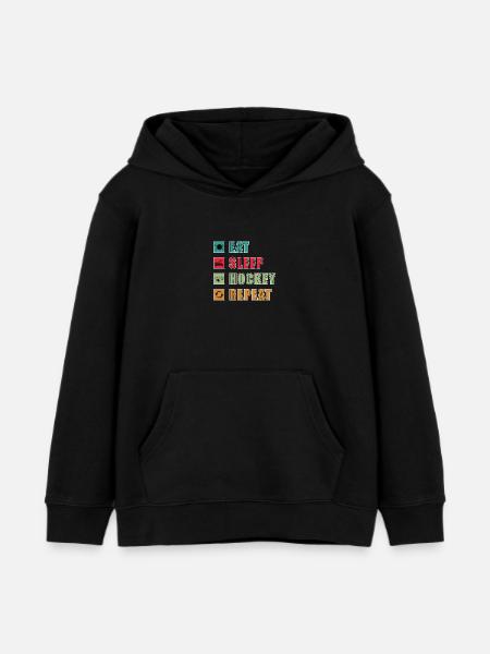 Eat Sleep Hockey Repeat - Kinder Organic Hoodie Mini Cruiser von Stanley/Stella - Schwarz