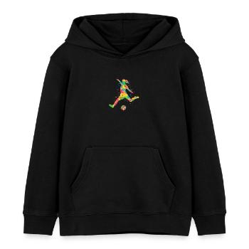 Fußball bunt Fußballerin Mädchen Fußballspielerin - Kinder Organic Hoodie Mini Cruiser von Stanley/Stella - Schwarz - Vorne - AI Model Kid Male (0cm)