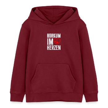 North Sea holiday BORKUM IN THE HEART Funny - Kids Organic Hoodie by Stanley/Stella - burgundy - Front - AI Model Kid Female (0cm)