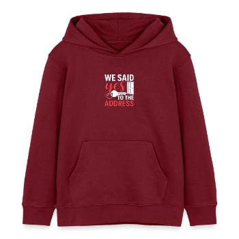We Said Yes to The Address - Kinder Organic Hoodie Mini Cruiser von Stanley/Stella - Burgunderrot - Vorne - AI Model Kid Female (0cm)