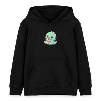 Petit dino grignotant un donut - Sweat à capuche enfant bio Stanley/Stella - noir - Devant - AI Model Kid Male (0cm)