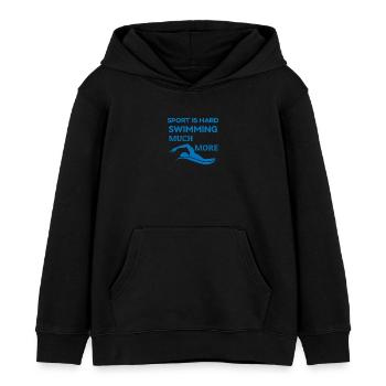 Nageur passionné - Le sport est une citation difficile - Sweat à capuche enfant bio Stanley/Stella - noir - Devant - AI Model Kid Male (0cm)