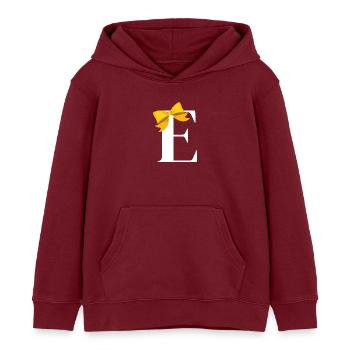 Buchstabe e gelbe Schleife - Kinder Organic Hoodie Mini Cruiser von Stanley/Stella - Burgunderrot - Vorne - AI Model Kid Female (0cm)