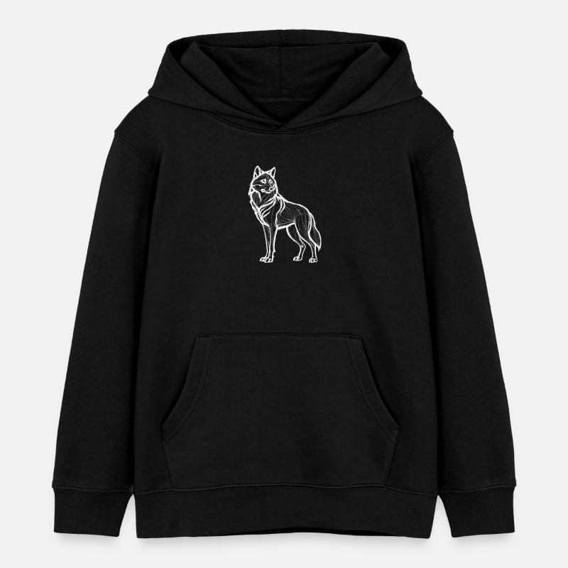 Loup majestueux - Sweat à capuche enfant bio Stanley/Stella - noir