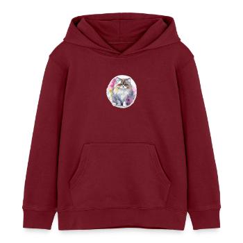Persian cat - Kids Organic Hoodie by Stanley/Stella - burgundy - Front - AI Model Kid Female (0cm)