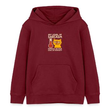 Sassy Cat Sarcasme T-shirt graphique - Sweat à capuche enfant bio Stanley/Stella - bordeaux - Devant - AI Model Kid Female (0cm)