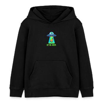 Get In Loser – lustiges Lama Alien UFO - Kinder Organic Hoodie Mini Cruiser von Stanley/Stella - Schwarz - Vorne - AI Model Kid Male (0cm)