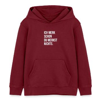 Je remarque déjà que tu ne remarques rien - Sweat à capuche enfant bio Stanley/Stella - bordeaux - Devant - AI Model Kid Female (0cm)