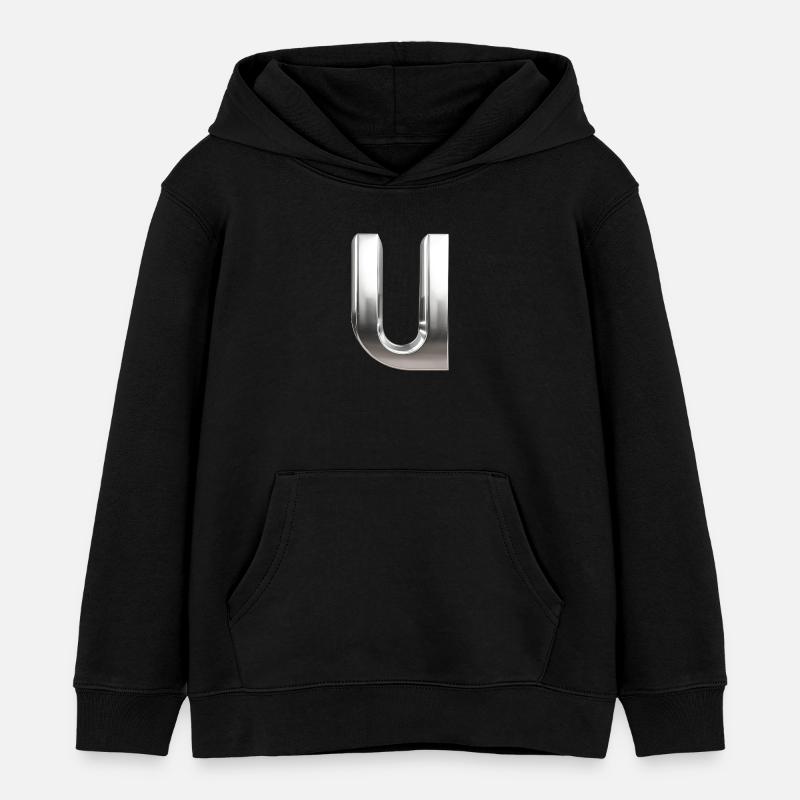 Chrome ,, U " Metallic - Kinder Organic Hoodie Mini Cruiser von Stanley/Stella - Schwarz