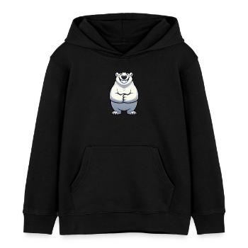 Ours polaire satisfait bande dessinée pôle Nord fierté cool - Sweat à capuche enfant bio Stanley/Stella - noir - Devant - AI Model Kid Male (0cm)