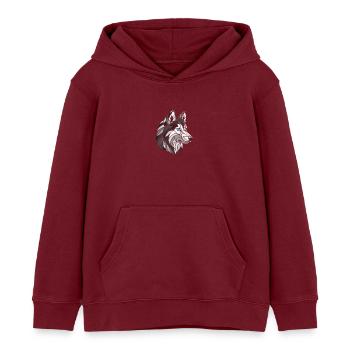 Schwarz-weißer Husky mit blauen Augen, geometrisch - Kinder Organic Hoodie Mini Cruiser von Stanley/Stella - Burgunderrot - Vorne - AI Model Kid Female (0cm)