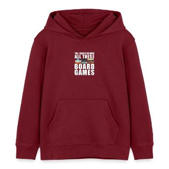 Board Games Funny Saying - Kids Organic Hoodie by Stanley/Stella - burgundy - Front - AI Model Kid Female (0cm)