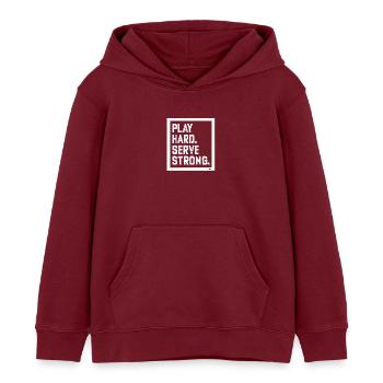 Joue dur Serve fort - Sweat à capuche enfant bio Stanley/Stella - bordeaux - Devant - AI Model Kid Female (0cm)