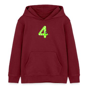 Number Four 4 Kids Birthday Snake - Kids Organic Hoodie by Stanley/Stella - burgundy - Front - AI Model Kid Female (0cm)