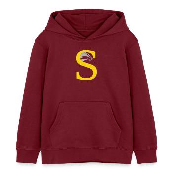 letter S - Kids Organic Hoodie by Stanley/Stella - burgundy - Front - AI Model Kid Female (0cm)