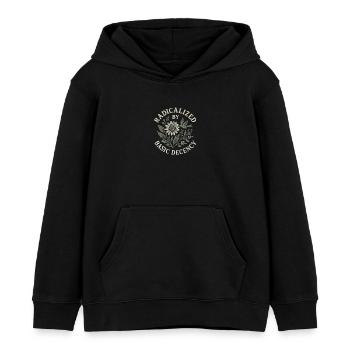 Radicalized By Basic Decency Floral Design - Kids Organic Hoodie by Stanley/Stella - black - Front - AI Model Kid Male (0cm)