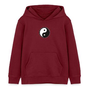 Yin et Yang symbole | noir et blanc - Sweat à capuche enfant bio Stanley/Stella - bordeaux - Devant - AI Model Kid Female (0cm)