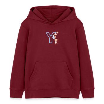 Blue Letter Y Bear - Kids Organic Hoodie by Stanley/Stella - burgundy - Front - AI Model Kid Female (0cm)