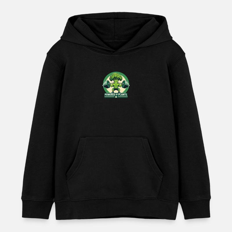 Alimenté par des protéines – Fun Fitness Brocoli - Sweat à capuche enfant bio Stanley/Stella - noir