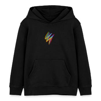 Coup de pinceau arc-en-ciel néon – Streetwear de festival - Sweat à capuche enfant bio Stanley/Stella - noir - Devant - AI Model Kid Male (0cm)