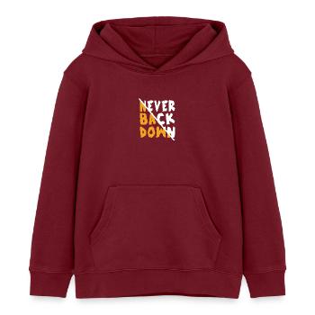 Never Back Down Design - Kids Organic Hoodie by Stanley/Stella - burgundy - Front - AI Model Kid Female (0cm)