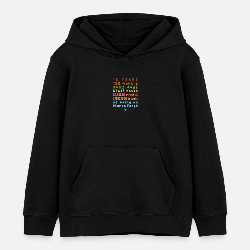 10 ans Anniversaire - Sweat à capuche enfant bio Stanley/Stella - noir