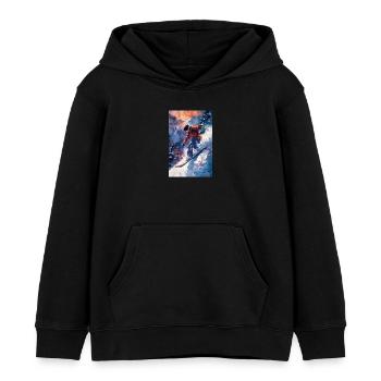 Epische Snowboard-Abenteuerkunst - Kinder Organic Hoodie Mini Cruiser von Stanley/Stella - Schwarz - Vorne - AI Model Kid Male (0cm)
