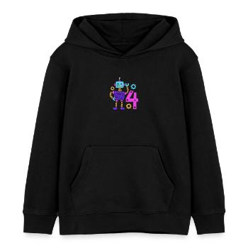 4th birthday robot 4 years old - Kids Organic Hoodie by Stanley/Stella - black - Front - AI Model Kid Male (0cm)