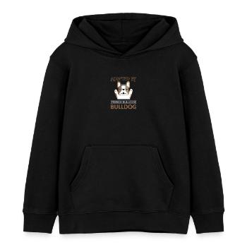 Adopts French Bulldog - Kids Organic Hoodie by Stanley/Stella - black - Front - AI Model Kid Male (0cm)